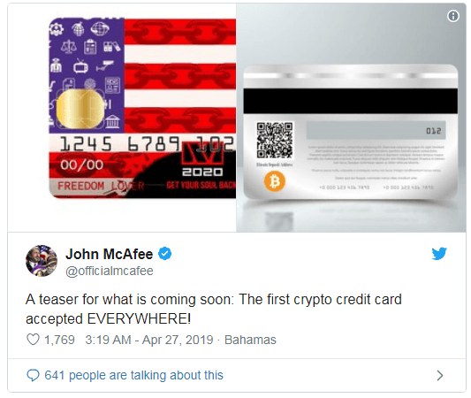 جان مک‌آفی به دنبال عرضه کارت اعتباری بیت کوین