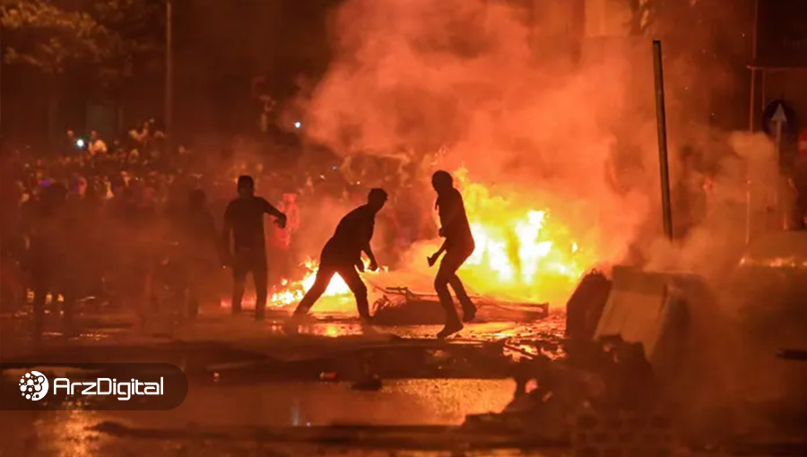 معترضان در لبنان بانک مرکزی این کشور را به آتش کشیدند