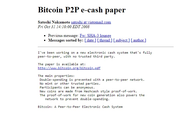 14 years ago on this day, Satoshi Nakamoto published the Bitcoin white paper